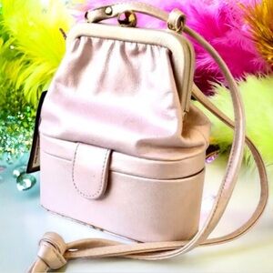 Diamicci Vintage Pink Leather 2 Compartment Framed Crossbody Handbag